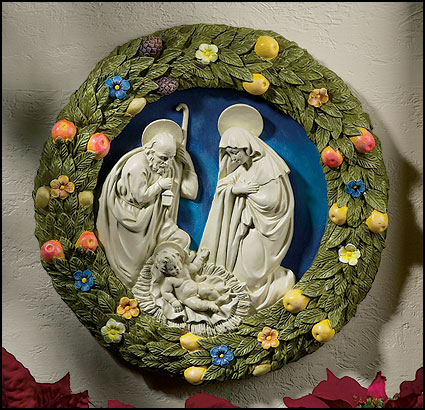 Della Robia Nativity Garden Plaque