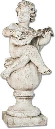 Cherub On Finial Mandolin 39" Statue